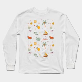 Summer Aesthetic on Peach Seamless Pattern Long Sleeve T-Shirt